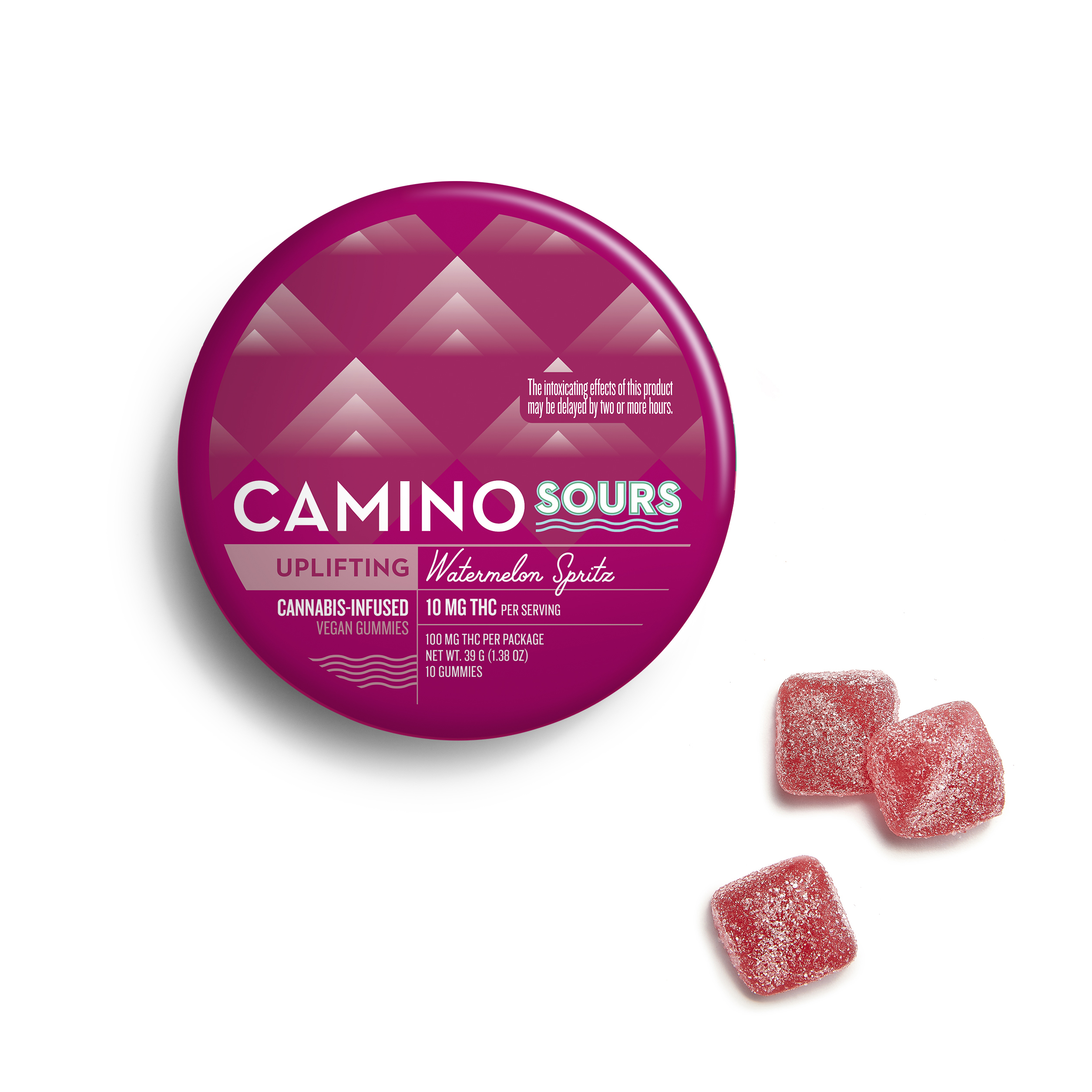 Photograph of product: Camino Sours - Watermelon Spritz - Uplifting Gummies - 100mg