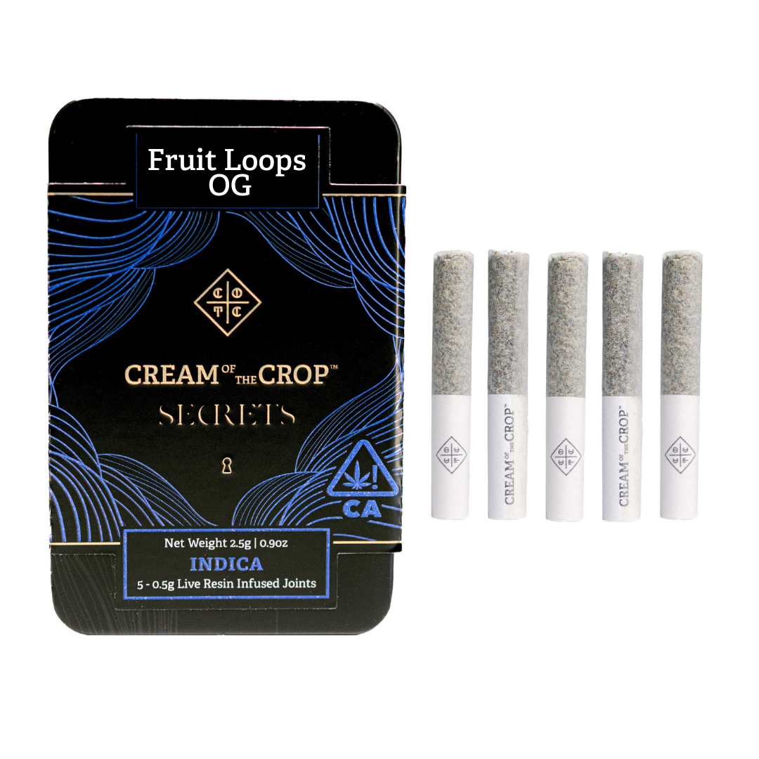 Photograph of product: GRAPE STOMPER OG LIVE RESIN INFUSED 5PK PREROLLS