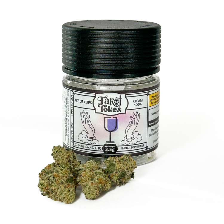 Photograph of Product: Tarot Tokes "Ace of Cups" Cream Soda Flower Jar - 3.5g