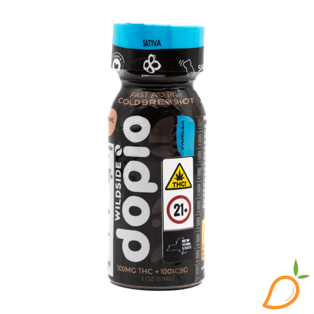 Photograph of product: 100mg 1:1 TH-oui:CBG Vanilla Cold Brew Fast Acting Shots Dopio