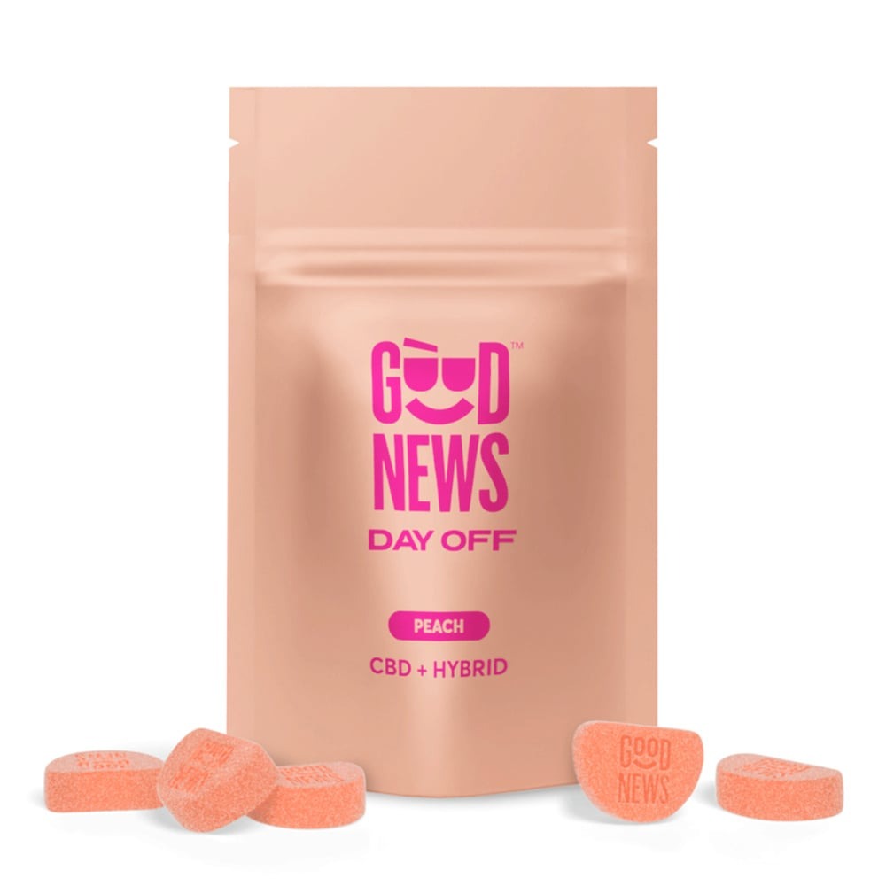 Photograph of product: Day Off [Peach] 1:1 CBD/TH-oui | Gummy | 100mg | 20pk