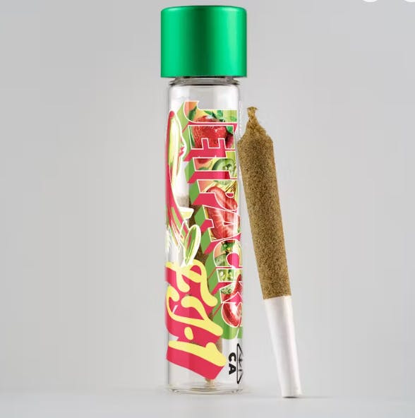 Photograph of product: Jetpacks | Strawberry Sour Diesel | Oui'd | FJ-1 | Distillate and Kief | infused preroll