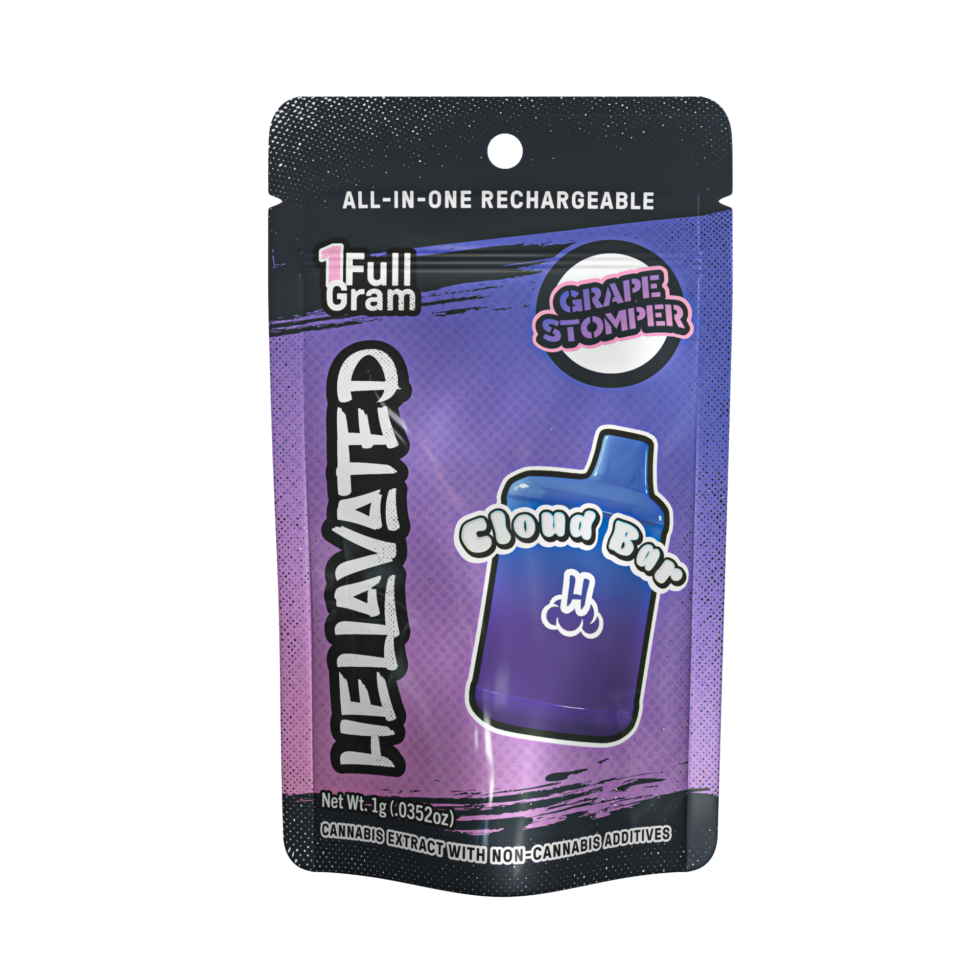 Photograph of product: Hellavated | Grape Stomper Cloud Bar Disposable | 1.0g