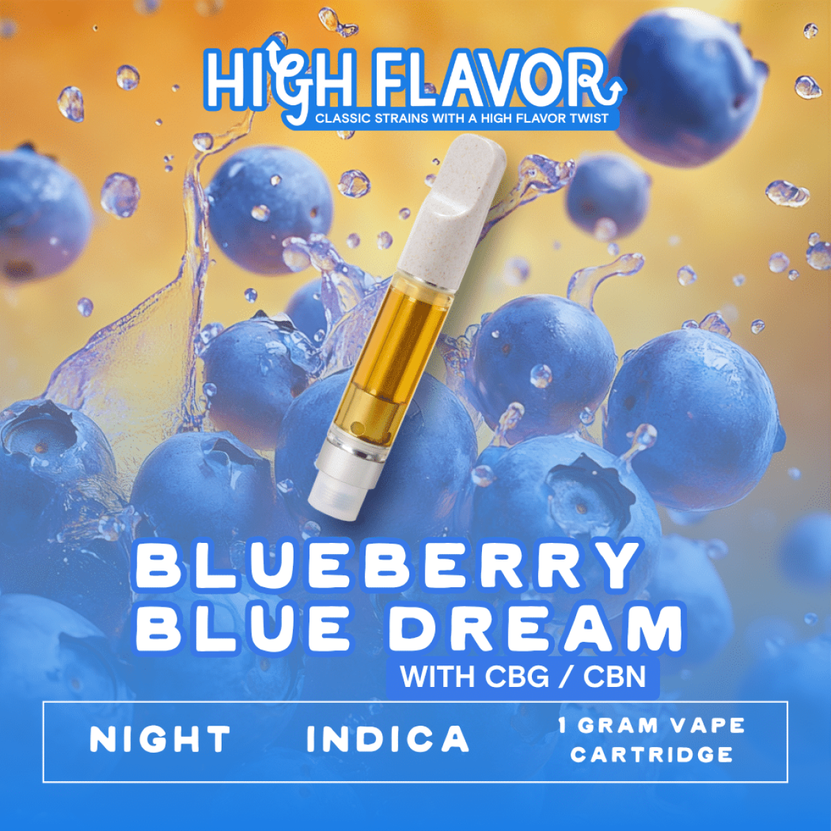Photograph of product: High Flavor | Blueberry Blue Dream Vape | 1.0g