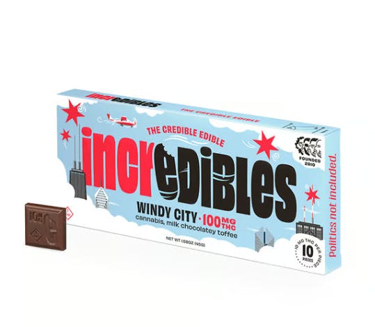 Photograph of product: Incredibles - Chocolate Bar - Windy City (H) (100mg)