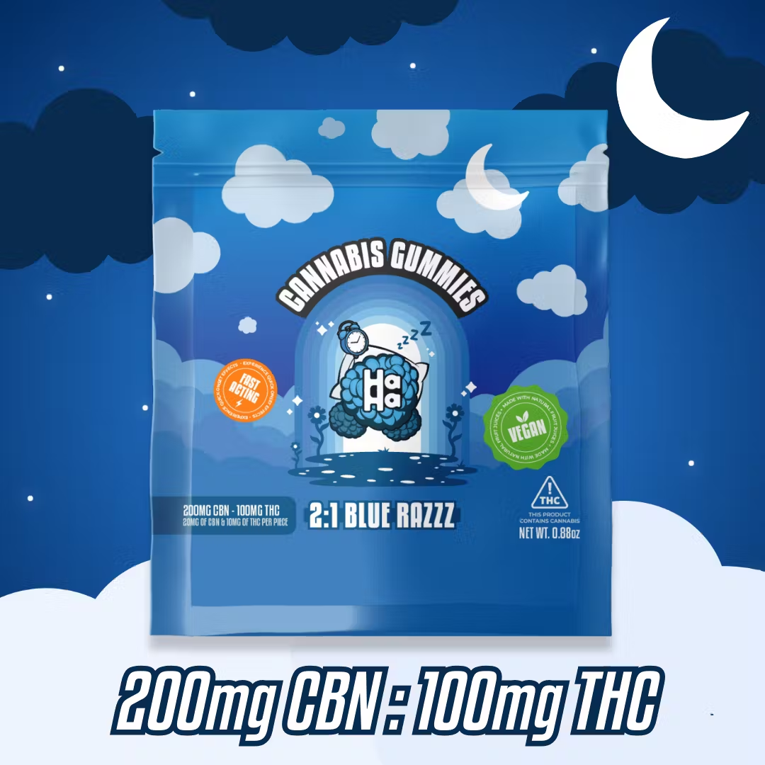 Photograph of product: Blue Raspberry Gummies 100mg (10-Pack | 10mg Each)