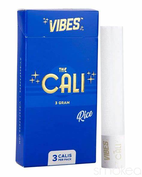 Photograph of product: VIBES PREROLLED RICE CONES THE CALI 3PK