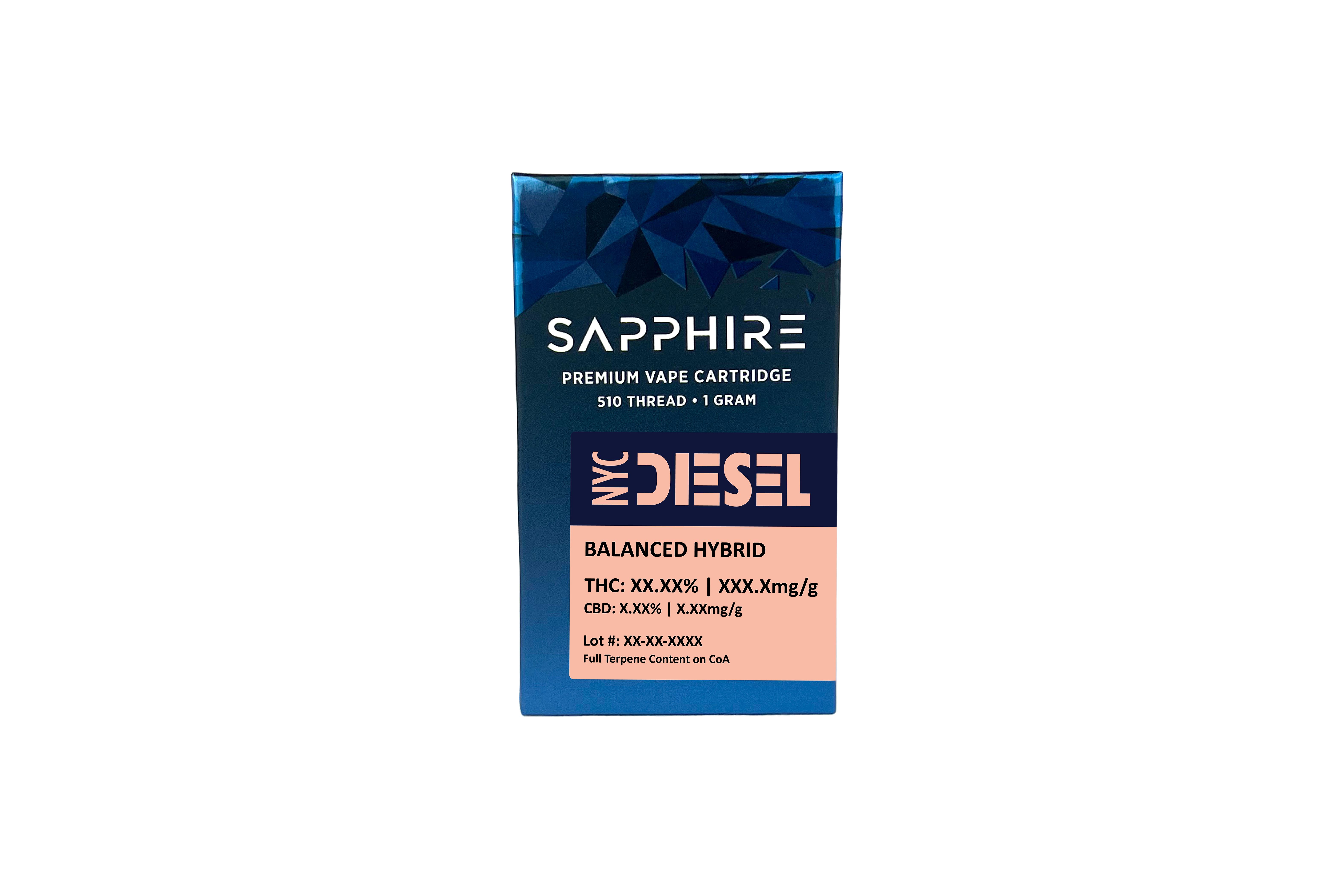 Photograph of product: Sapphire | Vape Cartridge | NYC Diesel