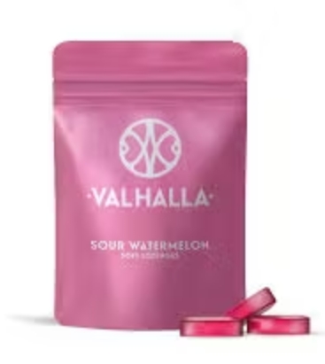 Photograph of product: Valhalla Edibles Soft Lozenge 10pk/100mg- Sour Watermelon