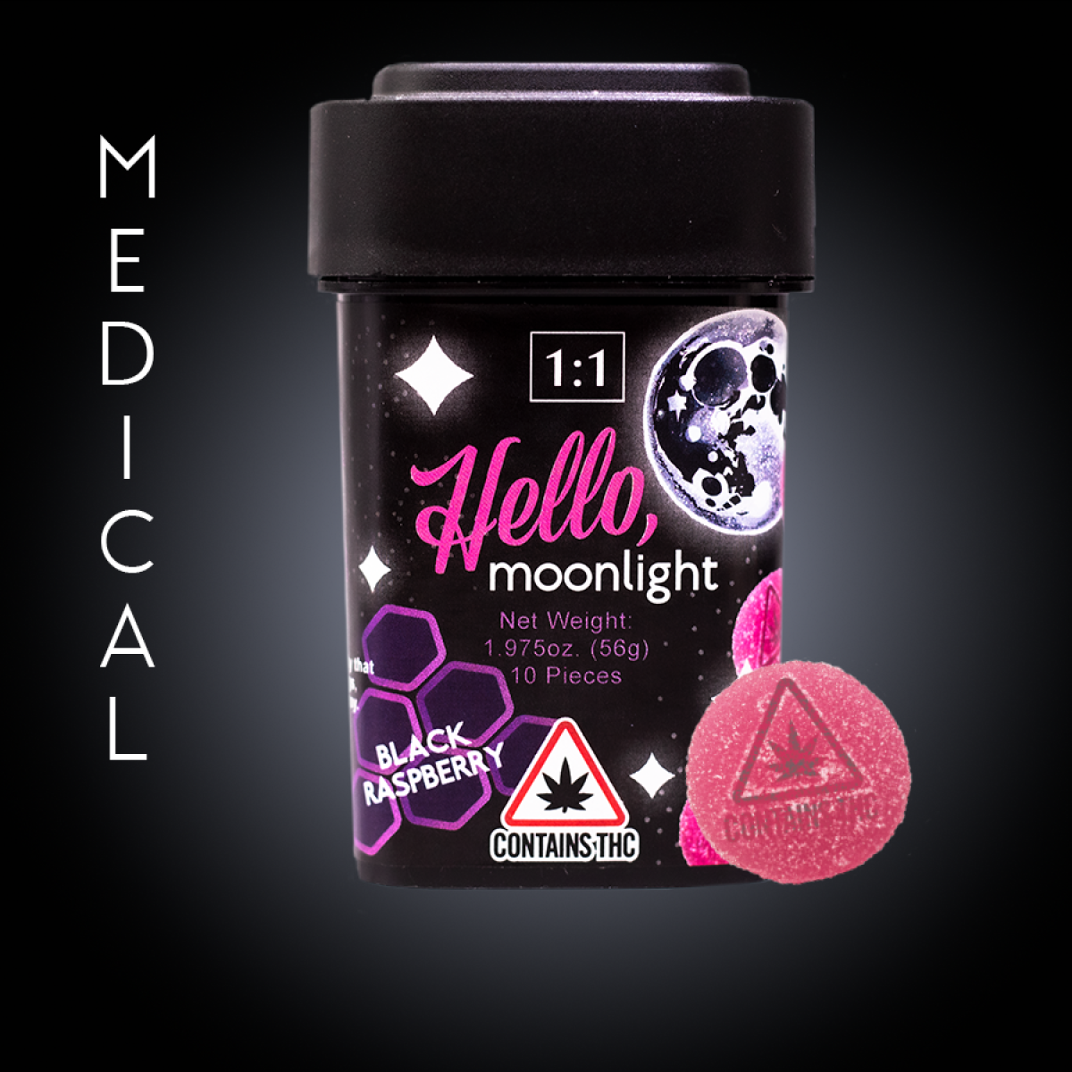 Photograph of product: (Hello Moonlight) Black Raspberry 1:1 CBN:TH-oui 100mg