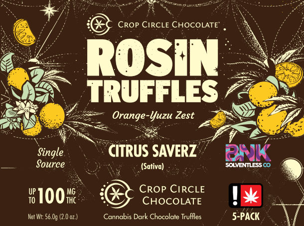 Photograph of product: Crop Circle Chocolate - Orange Yuzu Zest (S) - Truffle 5 Pack 100mg