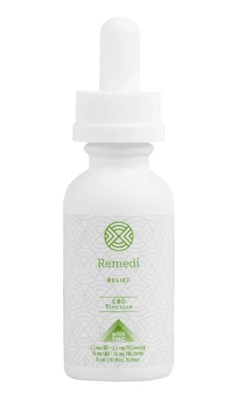 Photograph of product: REMEDI RELIEF 1:1 TH-oui:CBD TINCTURE 50MG