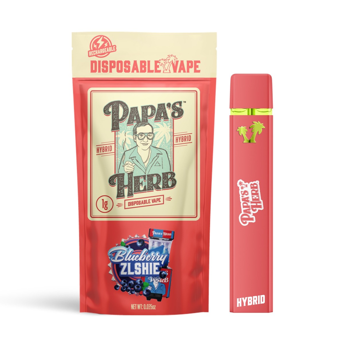 Photograph of product: Blueberry Zlushie Disposable Vape | 1g - Papa's Herb