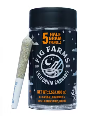 Photograph of product: Fig Farms Preroll 5pk 2.5g - Blue Face (H)