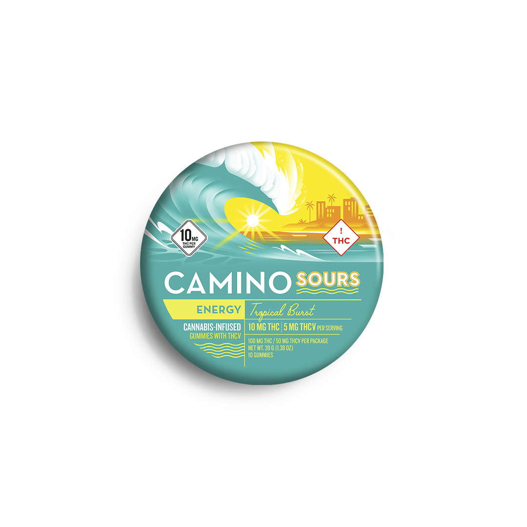 Photograph of product: Camino Sours | 10pk Tropical Burst | 10mg TH-oui 5mg TH-ouiV