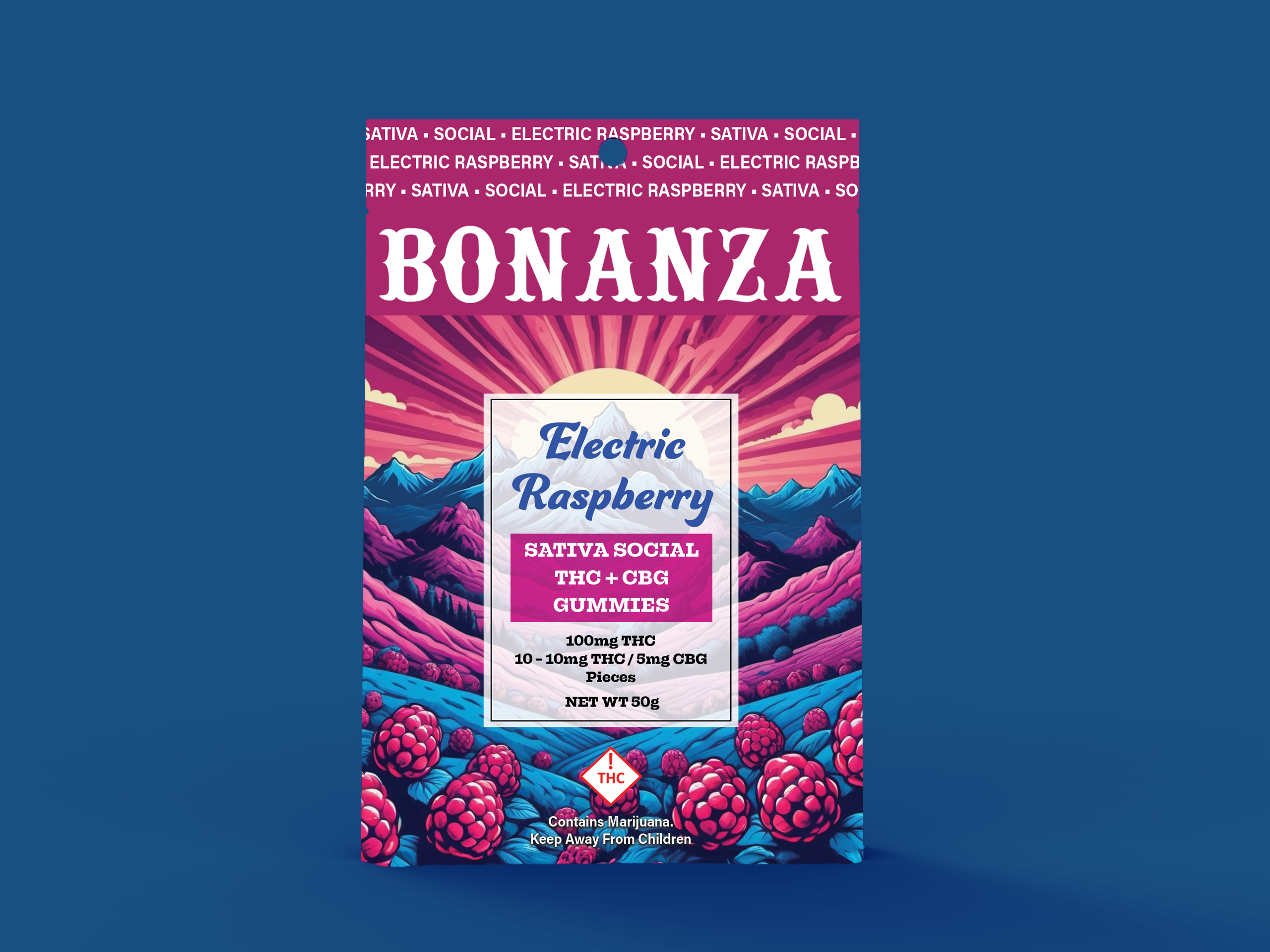 Photograph of product: Bonanza | Boost Gummie (TH-oui:CBG 2:1) Electric Raspberry 100mg