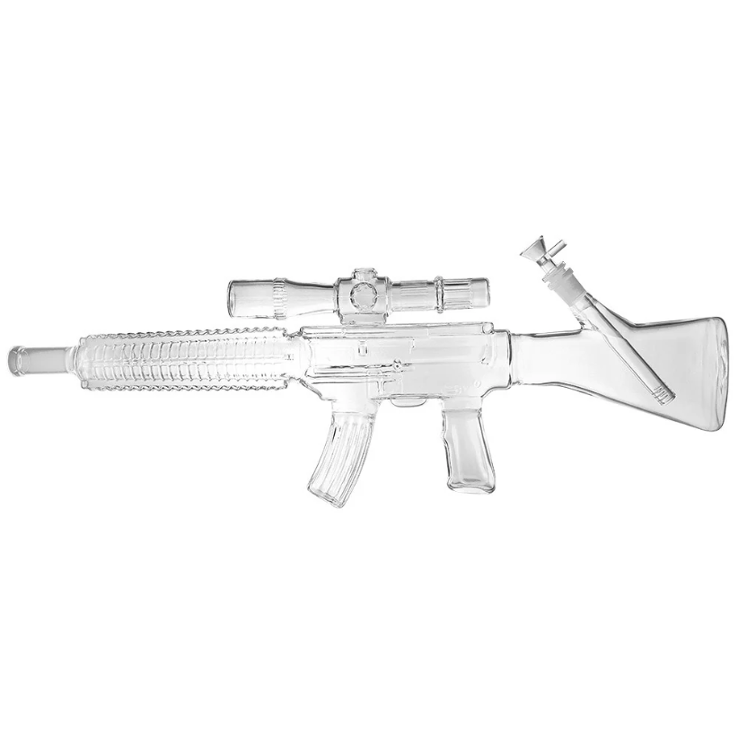 Photograph of product: (WATER PIPE) 26.5" GUN STYLE AKA BONG (WITH FREE ACRYLIC HOLDER DISPLAY)