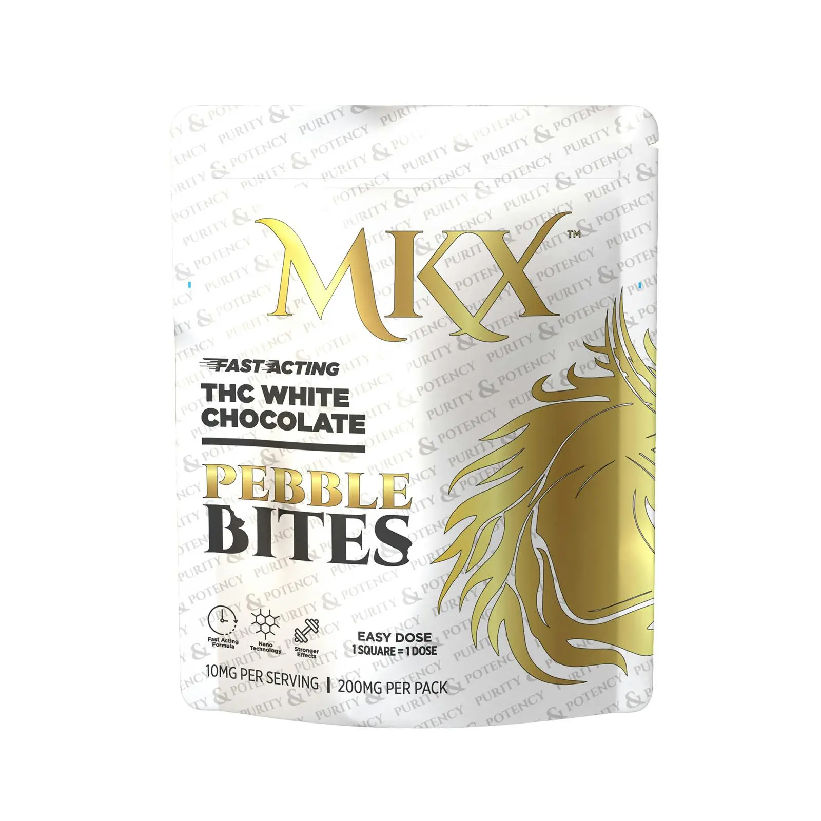 Photograph of product: MKX - 200mg Chocolate Bites - White Chocolate Fruity Pebbles