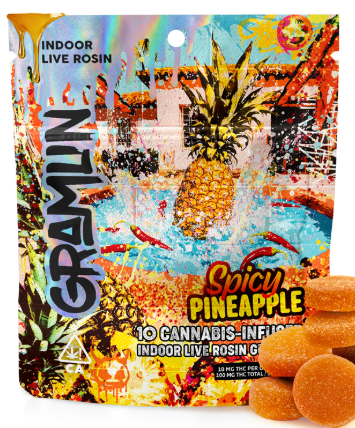 Photograph of product: 10pk Spicy Pineapple Live Rosin Gummies - Gramlin