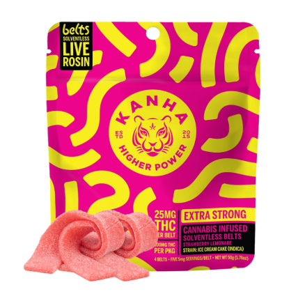 Photograph of product: Edible* - Kanha - Strawberry Lemonade Rosin Belts (I) - 100mg (4pk)