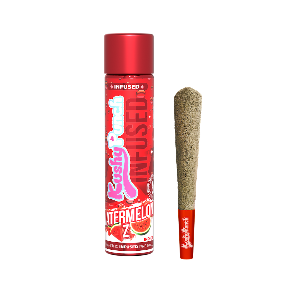 Photograph of product: 1g Watermelon Z (Oui'd) Live Resin & Diamond Infused Pre-roll TH-oui:40% $20
