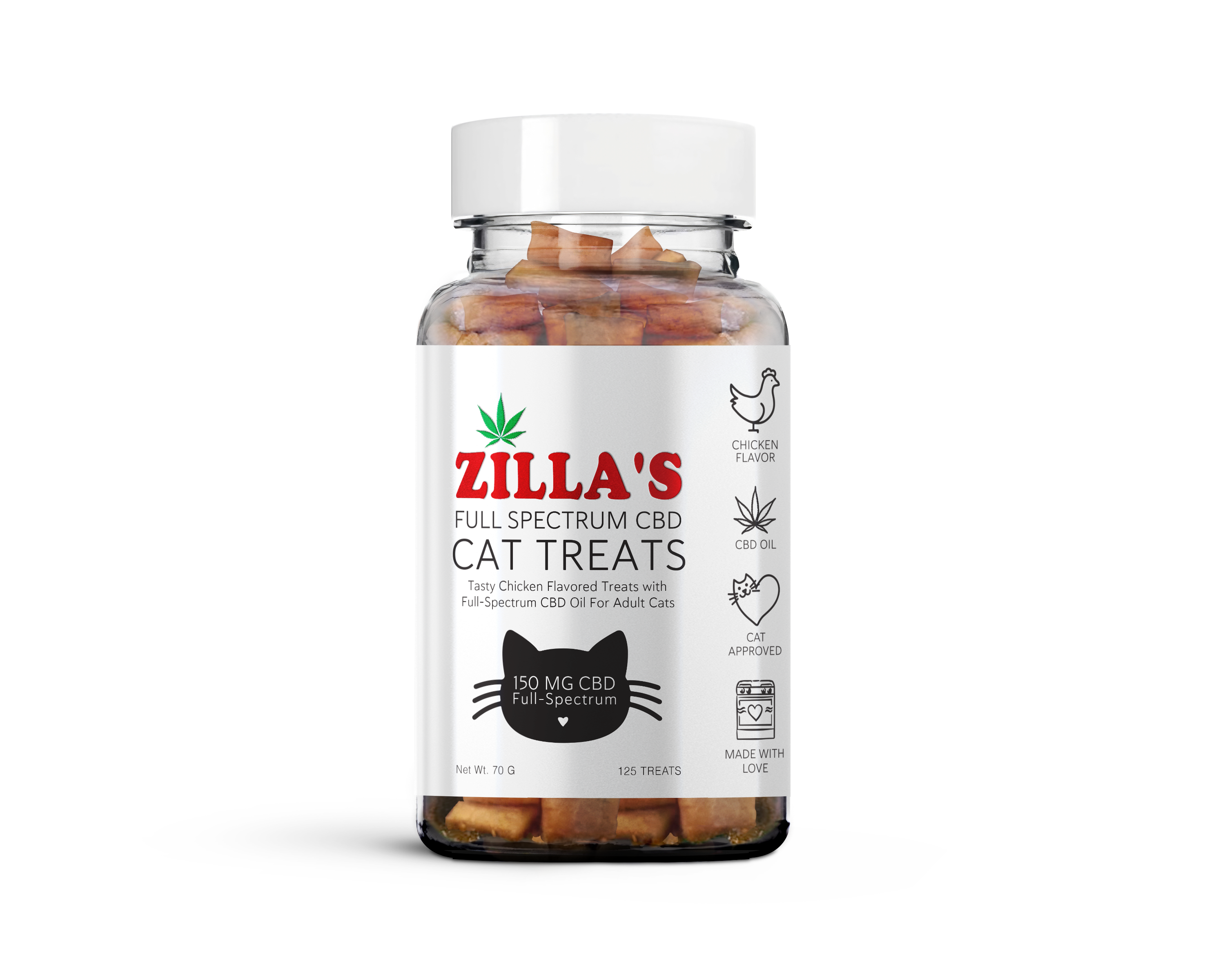 Photograph of product: Zilla's | Chicken CBD Cat Treats Full-Spectrum 150mg