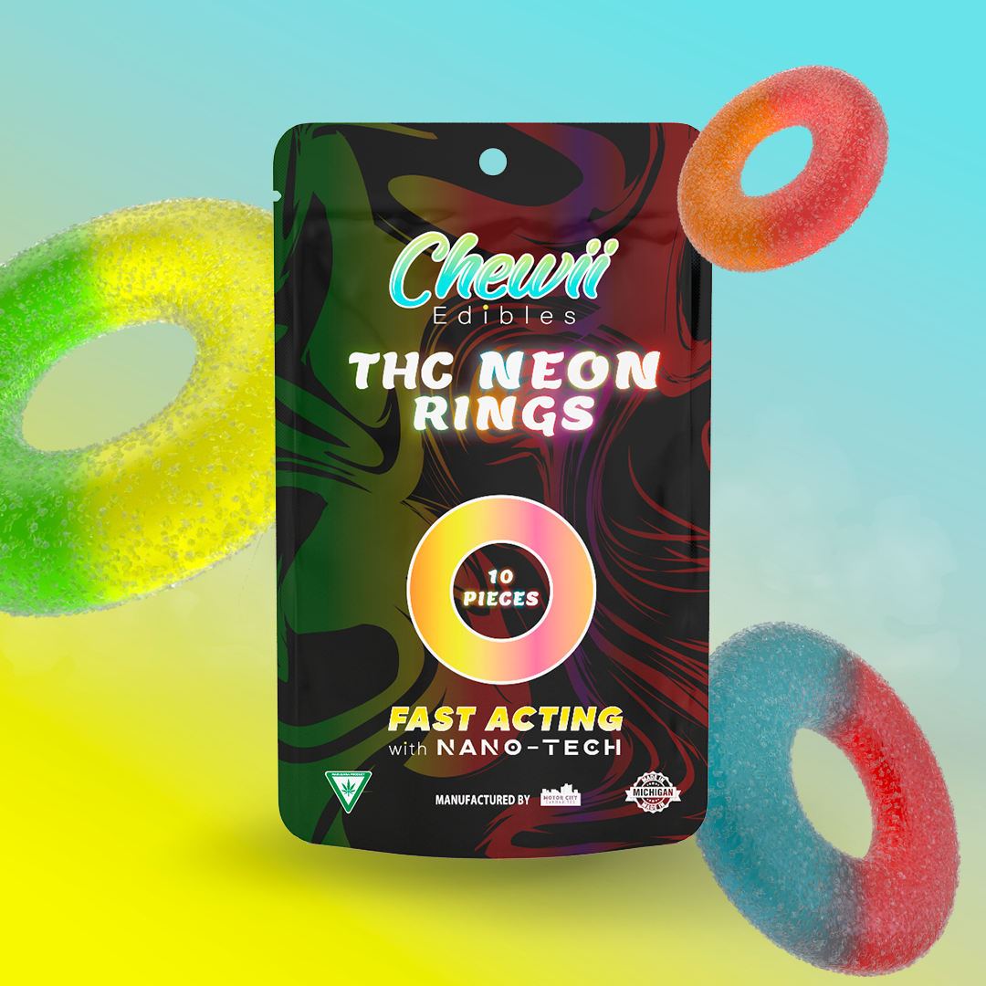 Photograph of product: CHEWII RINGS | NEON | FAST ACTING GUMMIES | 200MG