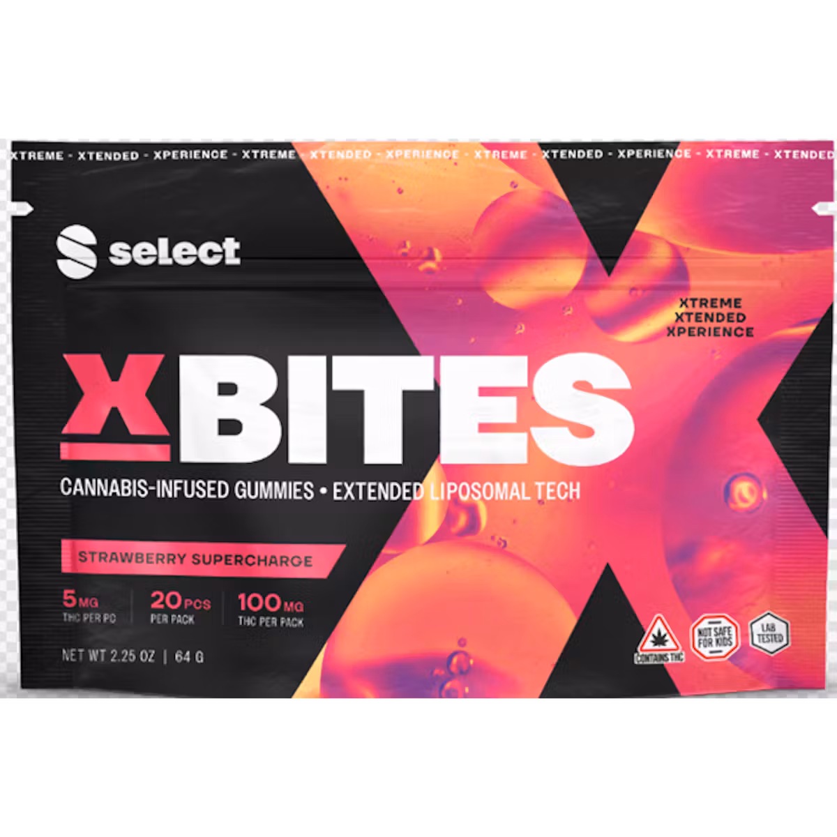 Photograph of product: Select - Strawberry Supercharge X Bites - 100mg