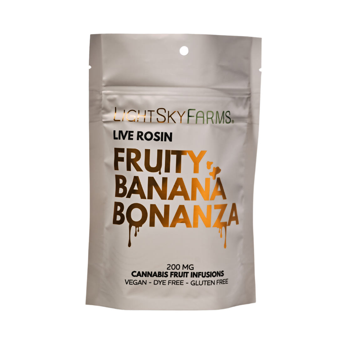 Photograph of product: Fruity Banana Bonanza - Live Rosin Gummies - 200mg