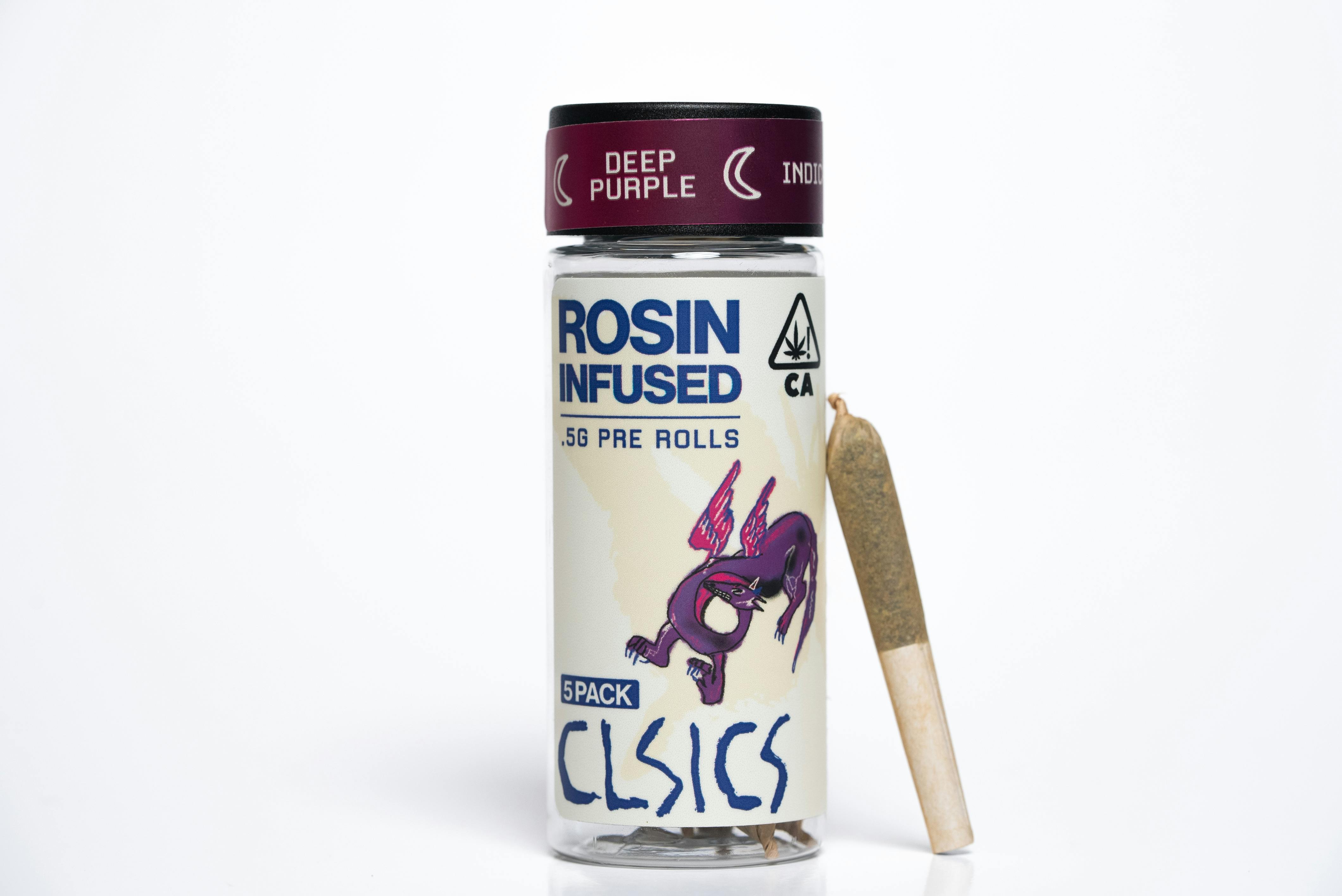 Photograph of product: Clsics | Deep Purple 5 Pack .5g Rosin Infused Pre-rolls | 2.5g