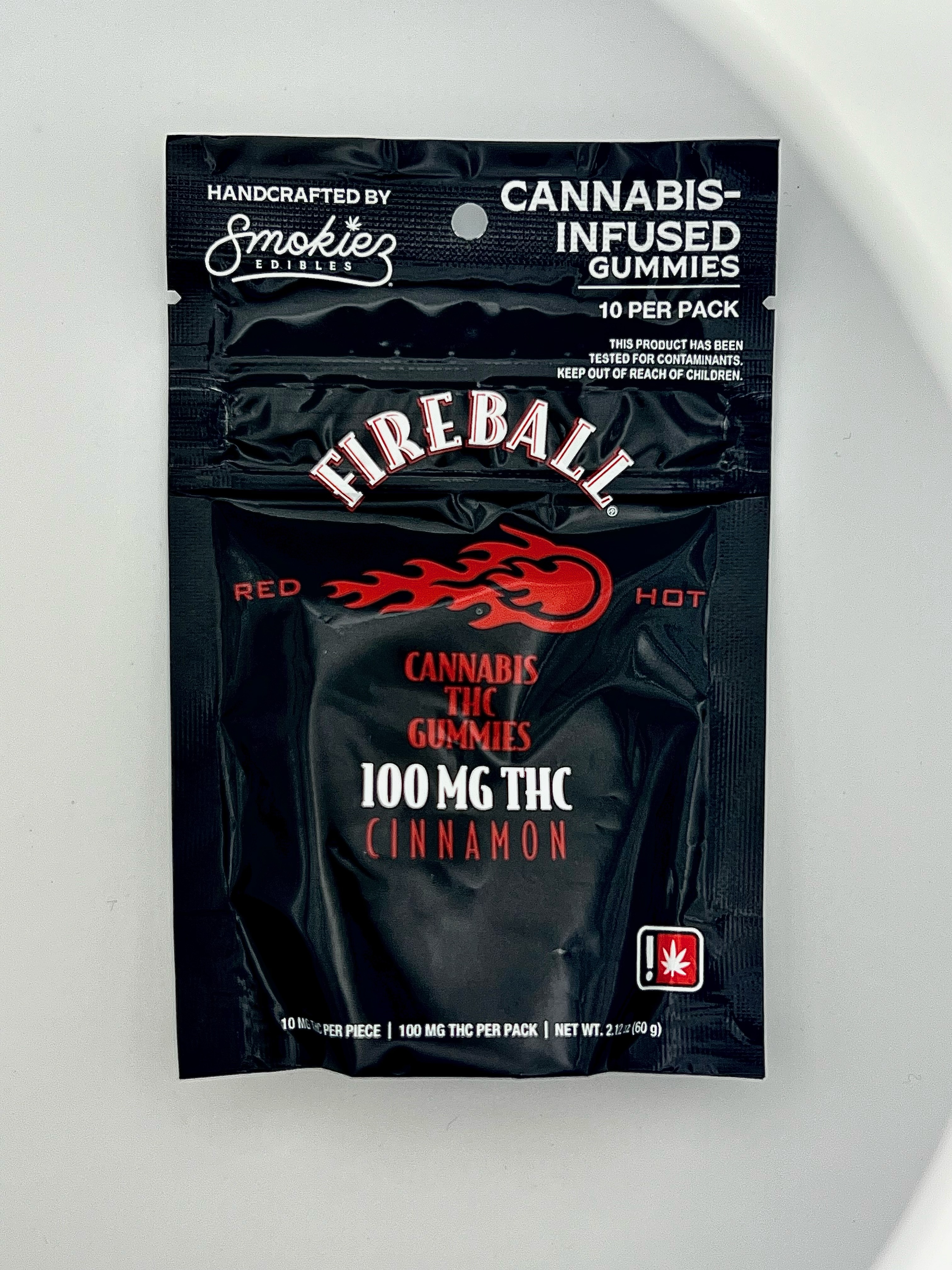 Photograph of product: Smokiez | Fireball | TH-oui | 100MG Gummy 10pk