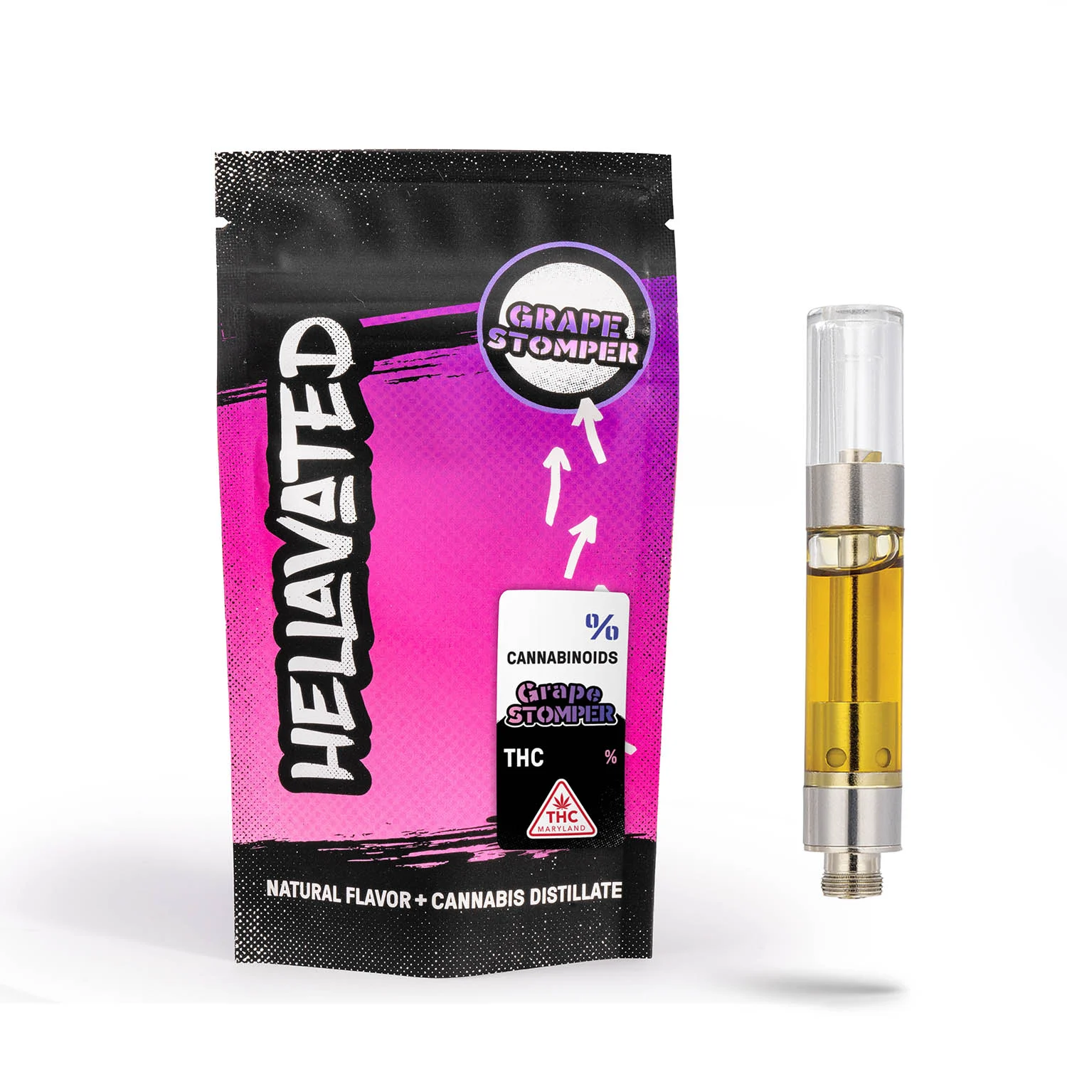 Photograph of product: Hellavated Grape Stomper | 1G BHO Distillate Cart (TAX INCLUDED)