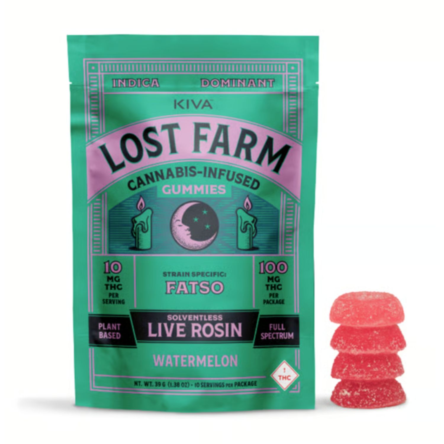 Photograph of product: Watermelon x Fatso Live Rosin Gummies | 10 Pack | 100mg