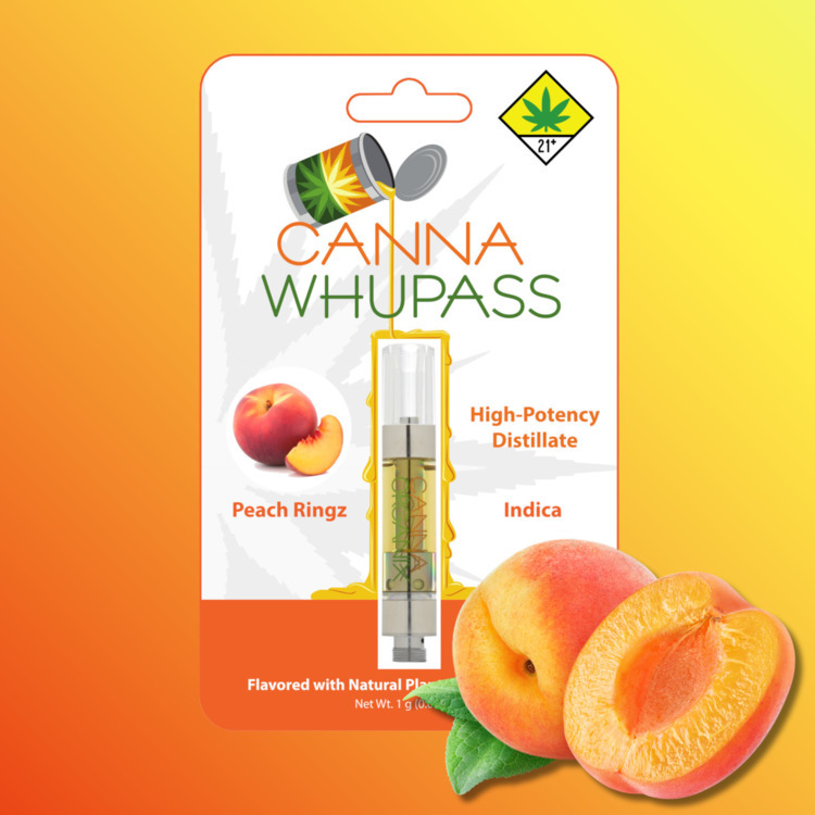Photograph of product: Canna Whupass: Peach Ringz - Distillate Cartridge