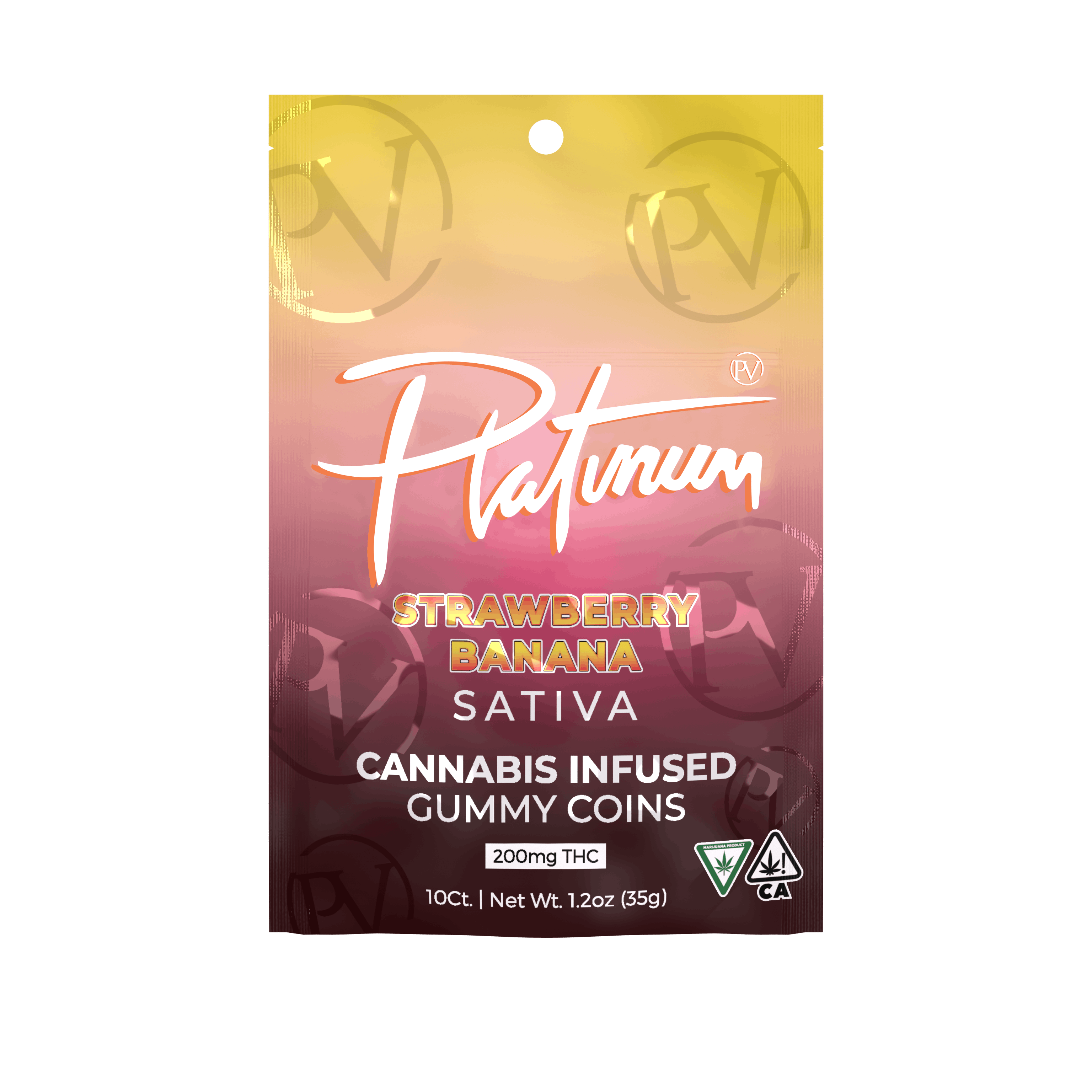 Photograph of product: Platinum Vape Gummies Strawberry Banana 200mg