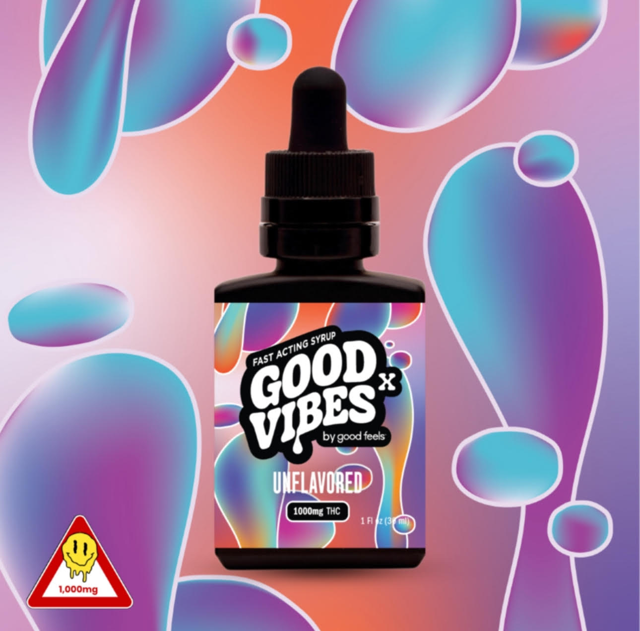 Photograph of product: Good Vibes X Unflavored Fast Acting Tincture | 1000mg | Good Feels