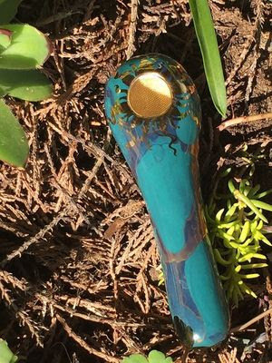 Photograph of product: Ancient Creations Teal Spoon Hand Pipe