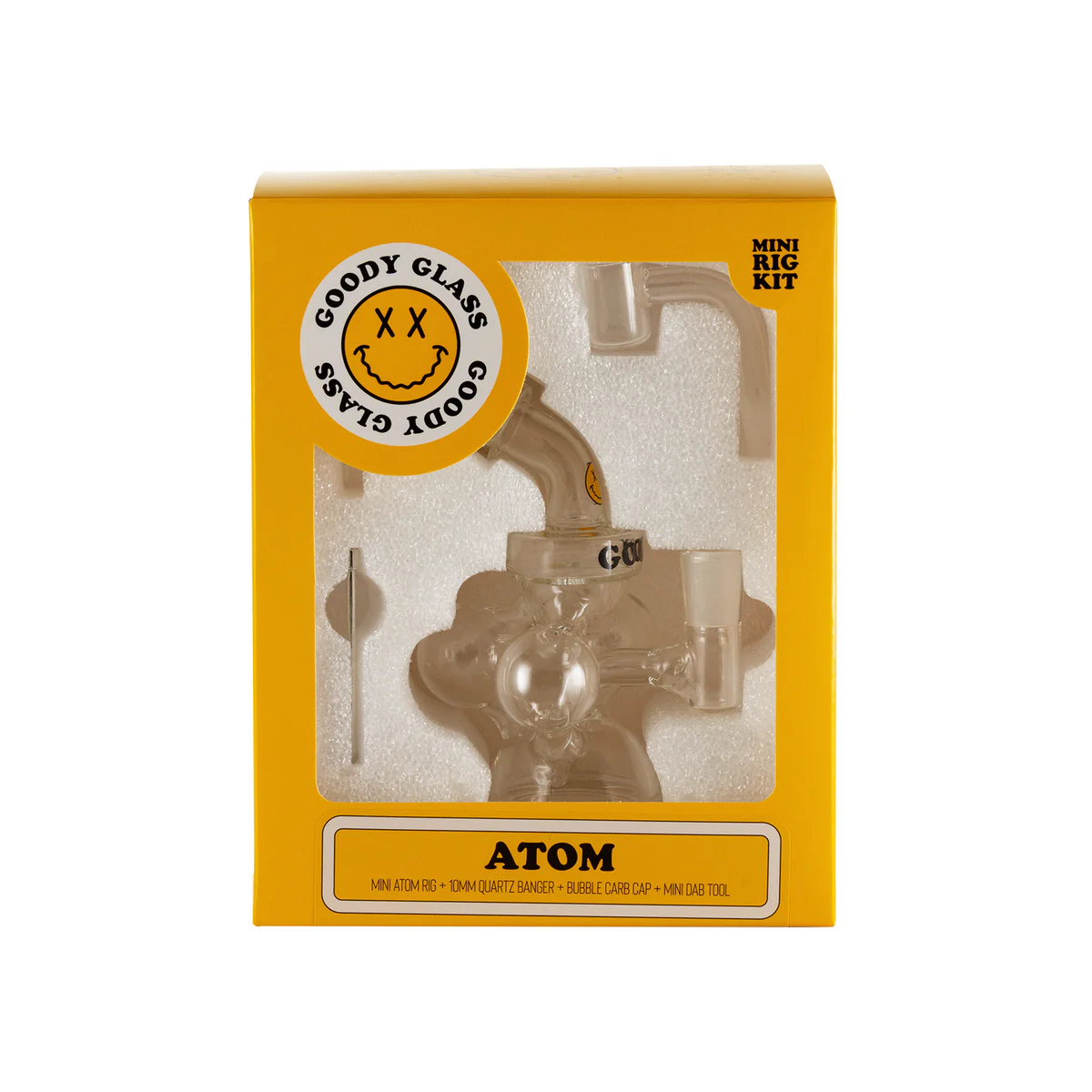 Photograph of product: GOODY - ATOM MINI DAB RIG W/ 10MM BANGER CLEAR