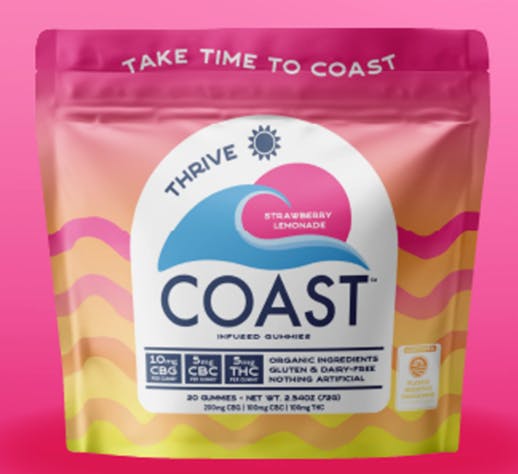 Photograph of product: Coast Strawberry Lemonade 2:1:1 (CBG:CBC:TH-oui) - Gummies | 20pk