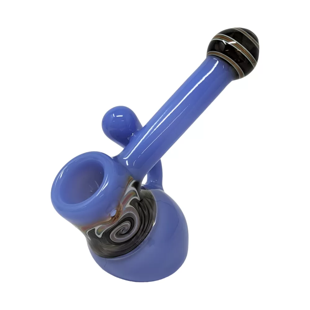 Photograph of product: 5" Slime Color Wig Wag Art Bubbler Hand Pipe - Jade Blue