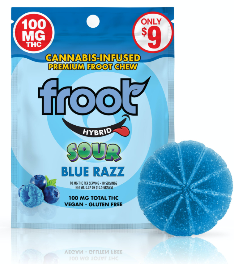 Photograph of product: Froot Sour Blue Razz | 100mg Sour Gummy