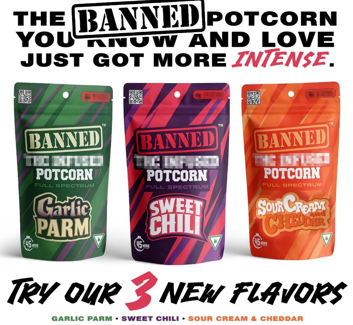 Photograph of product: Banned - 200mg Potcorn - Sweet Chili