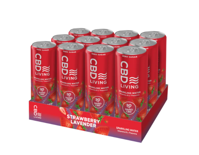 Photograph of product: CBD LIVING | CBD | Sparkling Water | Strawberry Lavender | 25mg