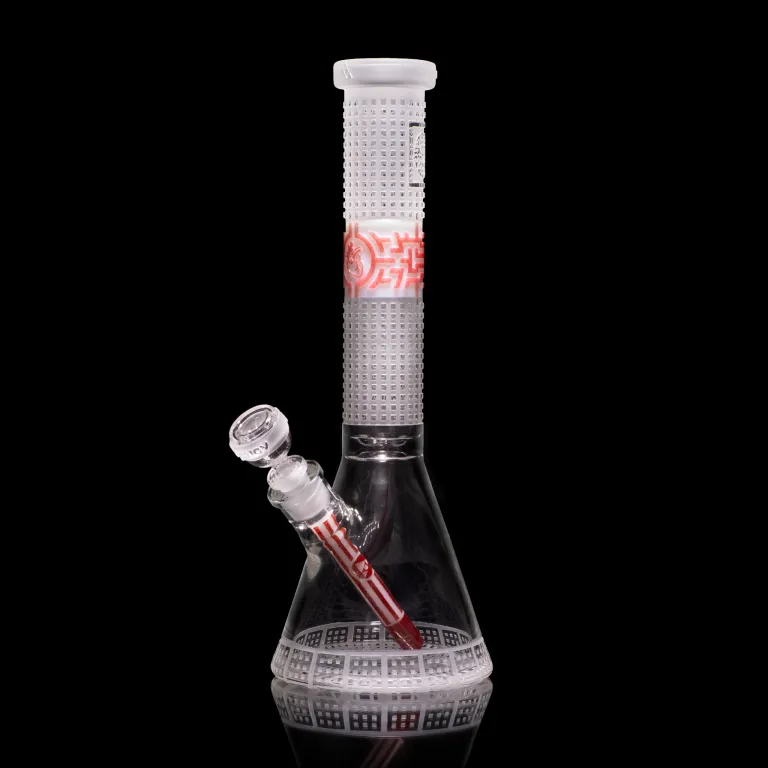 Photograph of product: Milkyway Glass | 15" Bio-Grid Bong | White & Red