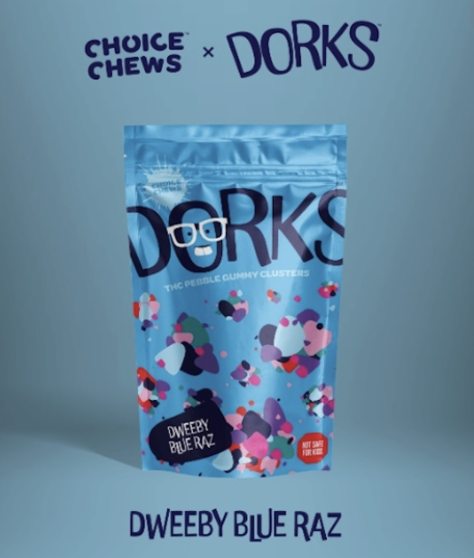 Photograph of product: Choice - Dorks Dweeby Blue Razz Pebble Clusters 200mg