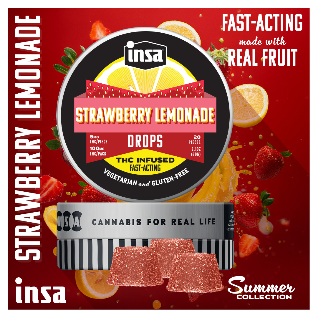 Photograph of product: Drops/Gummies - Strawberry Lemonade - 100mg (20 Chews)