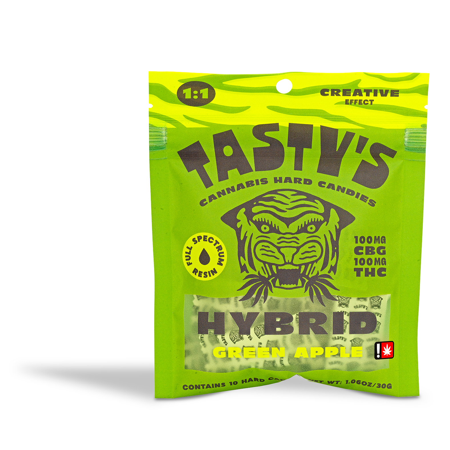 Photograph of product: Tasty's - Green Apple 1:1 TH-oui:CBD Hard Candy 10PK - 1.06oz