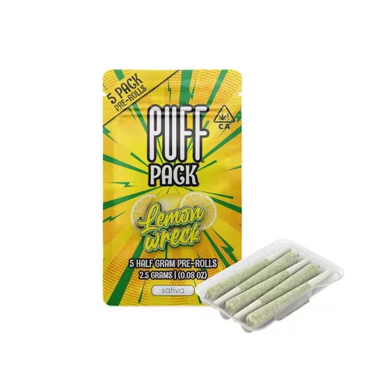 Photograph of product: Puff | Lemon Wreck | Pre-Roll | 5 Pack (S)