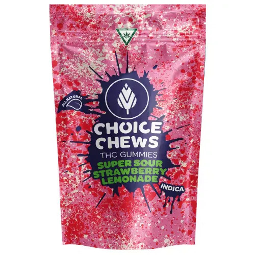 Photograph of product: Gummies - Choice - (100mg) - Super Sour Strawberry Lemonade (Oui'd)