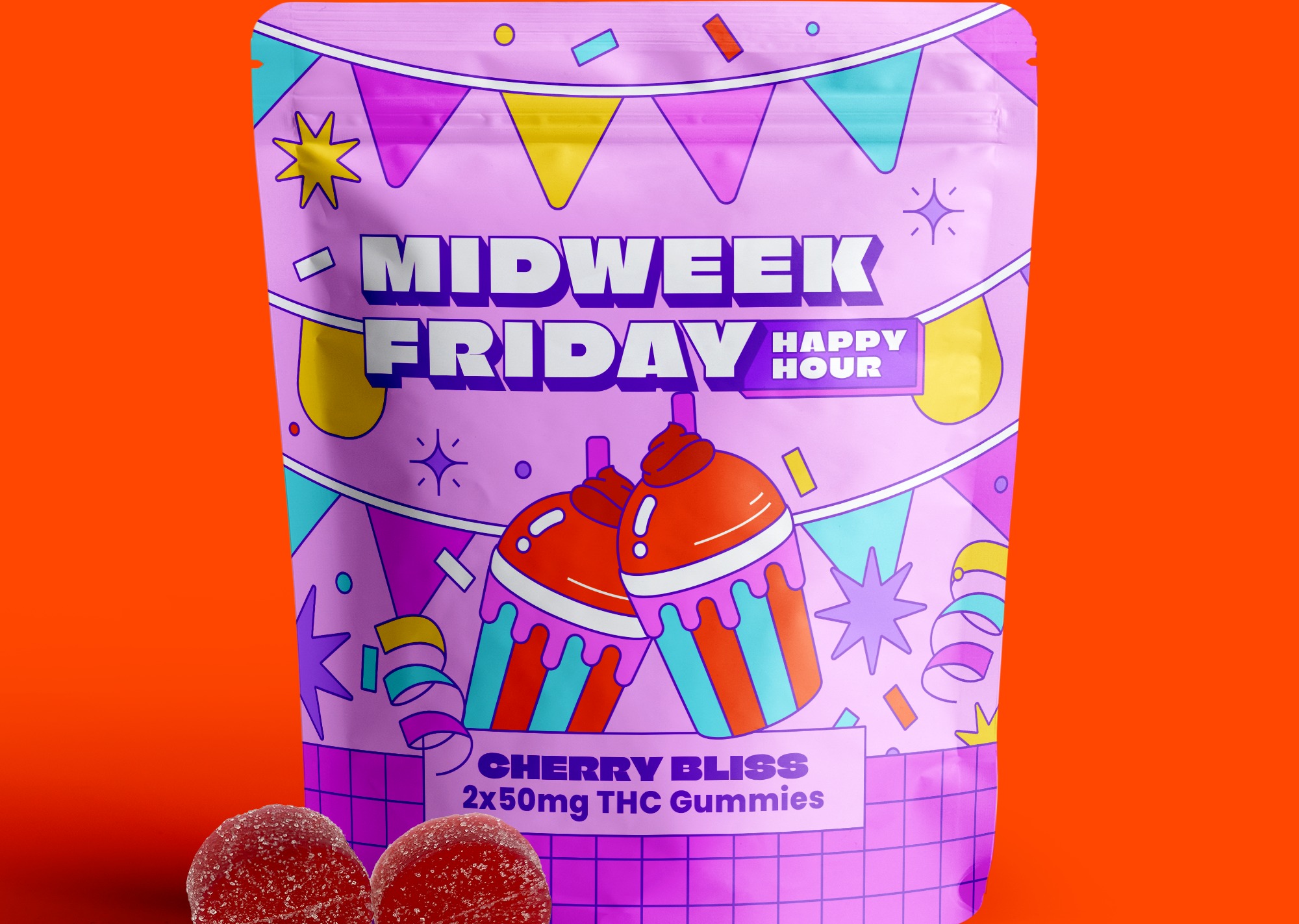 Photograph of product: Midweek Friday | Cherry Bliss Gummies | 2pk 100mg